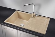 Кухонная мойка Granula 8002, 800x500, накладная, с крылом, кварц, Песок 8002, ПЕСОК