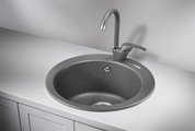 Кухонная мойка Granula 4801, 480, накладная, круглая, кварц Графит 4801, ГРАФИТ