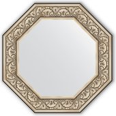 Зеркало Evoform Octagon 704x704 в багетной раме 106мм, барокко серебро BY 3848
