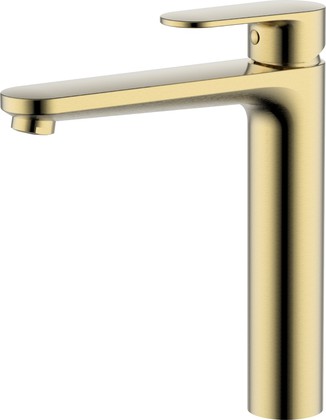 Смеситель для раковины Aquatek Ника высокий 190, без донного клапана, шлифованное золото AQ1804BG