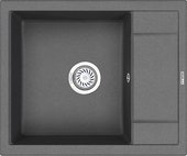Кухонная мойка Granula 6002, 600x500, накладная, с крылом, кварц, Графит 6002, ГРАФИТ