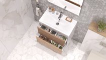 Тумба под раковину Velvex Gesso 700-0-2 (9696) навесная, белый матовый/, дуб сонома tp.GES.9696.70.2Y белый матовый/дуб сонома