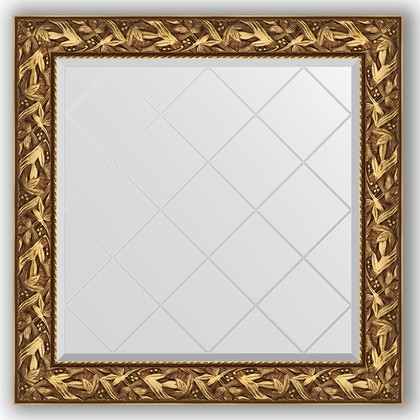 Зеркало Evoform Exclusive-G 890x890 с гравировкой, в багетной раме 99мм, византия золото BY 4328