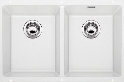 Кухонная мойка без крыла, с клапаном-автоматом, гранит, белый Blanco Subline 350/350-U 516287