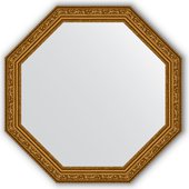Зеркало Evoform Octagon 604x604 в багетной раме 57мм, виньетка состаренное золото BY 3689