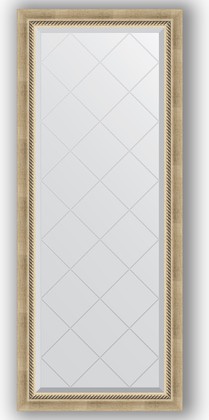 Зеркало Evoform Exclusive-G 630x1530 с фацетом и гравировкой, в багетной раме 70мм, состаренное серебро с плетением BY 4132