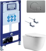 Унитаз с инсталляцией Aquatek Классик cm-070 4в1, унитаз AQ1112-00, сиденье soft close, кнопка оружейная сталь SET AQUATEK КЛАССИК cm-070 4в1