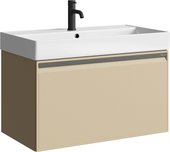 Тумба с умывальником Aqwella Pure 810, с одним ящиком, капучино светлый PUR0108KS+4610119205126