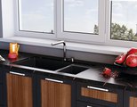 Кухонная мойка Omoikiri Tedori 85-2-U-PL, две чаши, Tetogranit, платина 4993947