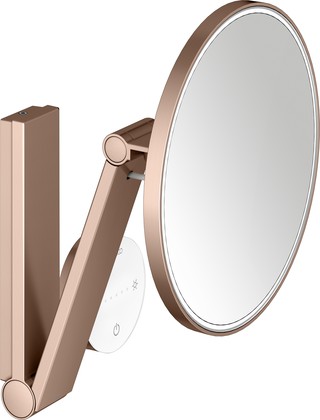 Косметическое зеркало Keuco iLook_move, с подсветкой, круглое, с сенсорной панелью, увеличение х5, красное золото шлифованное 17612 299002