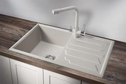 Кухонная мойка Granula 8002, 800x500, накладная, с крылом, кварц, Базальт 8002, БАЗАЛЬТ
