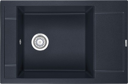 Кухонная мойка Granula 7806, 780x500, накладная, с крылом, кварц, Шварц (чёрный металлик) 7806, ШВАРЦ