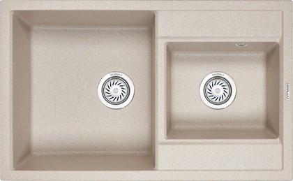Кухонная мойка Granula 8201, 820x500, накладная, двойная, кварц,Пирит 8201, ПИРИТ