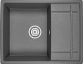 Кухонная мойка Granula 6501, 655x500, накладная, с крылом, кварц, Графит 6501, ГРАФИТ