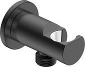 Выход из стены AQUAme Siena с держателем ручного душа, чёрный матовый AQM8714MB