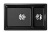 Кухонная мойка Granula Kitchen Space KS-7304U, 730x450, двойная, подстольный монтаж, кварц, Шварц (чёрный металлик) 7304U, ШВАРЦ
