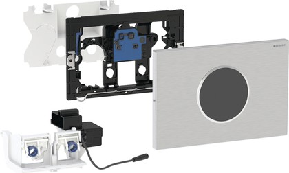 Система управления смывом Geberit электронная, питание от сети, для смывного бачка скрытого монтажа Sigma 12 см, со смывной клавишей Sigma10, круглая, автоматический / бесконтактный смыв 115.906.SN.6