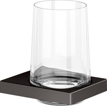 Держатель стакана Keuco Edition 11, в комплекте с хрустальным стаканом, титан чёрный шлифованный 11150 359000