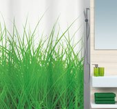 Штора для ванны 180x200см текстильная зелёная Spirella GRASS 1016404