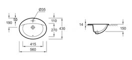 Раковина встраиваемая Jacob Delafon Odeon/Patio 56, белый E4155-00