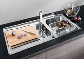Кухонная мойка оборачиваемая с крылом, с клапаном-автоматом, коландером, нержавеющая сталь зеркальной полировки Blanco Classic Pro 6S-IF 516852
