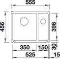 BLANCO SUBLINE 350/150-U Схема с размерами: вид сверху