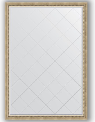 Зеркало Evoform Exclusive-G 1280x1830 с фацетом и гравировкой, в багетной раме 70мм, состаренное серебро с плетением BY 4476