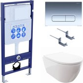 Унитаз с инсталляцией Aquatek Поларис, крепёж 02, сиденье soft-close, панель 016 SET AQUATEK ПОЛАРИС-016 4в1