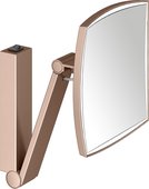 Зеркало косметическое Keuco iLook_move, с подсветкой, квадратное, c выключателем, увеличение х5, красное золото шлифованное 17613 299004
