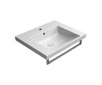 Раковина GSI Norm 600, подвесная, встраиваемая, перелив, отверстие под смеситель, белый глянцевый 8635111