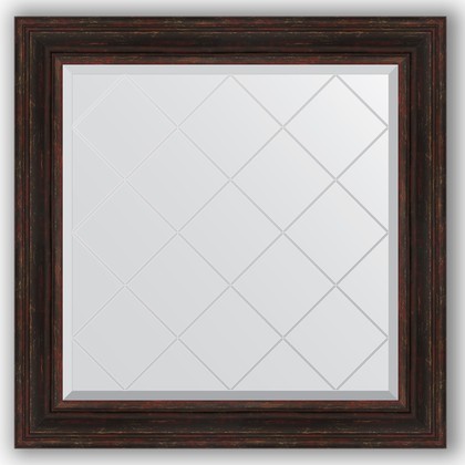 Зеркало Evoform Exclusive-G 890x890 с гравировкой, в багетной раме 99мм, тёмный прованс BY 4334
