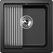 Кухонная мойка Granula Kitchen Space KS-4501U, 450x450, подстольный монтаж, кварц, Шварц (чёрный металлик) 4501U, ШВАРЦ