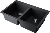 Кухонная мойка Omoikiri Bosen 80-2 BL, две чаши, чёрный 4993836