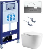 Унитаз с инсталляцией Aquatek Классик cm-067 4в1, унитаз AQ1112-00, сиденье soft close, кнопка хром SET AQUATEK КЛАССИК cm-067 4в1