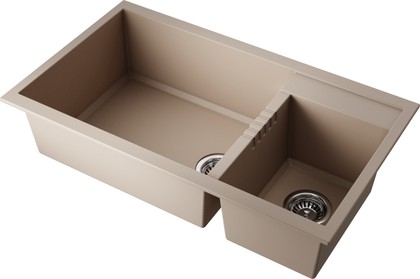 Кухонная мойка Omoikiri Tedori 86-2-LB-SA, две чаши, Tetogranit, бежевый 4993934