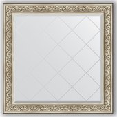 Зеркало Evoform Exclusive-G 1100x1100 с гравировкой, в багетной раме 106мм, барокко серебро BY 4467