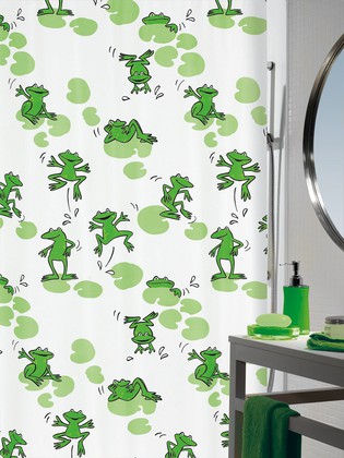 Штора для ванной Spirella Frog, 180x200см, текстиль, зелёный 1013541