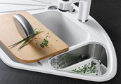 Смеситель кухонный с выдвижным изливом, серый беж Blanco Merkur-S 517620