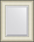 Зеркало Evoform Exclusive 44x54, с фацетом, в багетной раме, белая кожа с хромом 78мм BY 7448