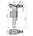 Впускной клапан Alcaplast для керамических бачков, боковая подводка, металлическая резьба 1/2" A160-1/2"