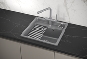 Кухонная мойка Granula Kitchen Space KS-5002, 500x510, накладная, кварц, Алюминиум 5002, АЛЮМИНИУМ