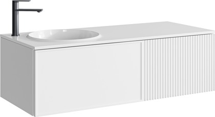 Тумба с умывальником Aqwella Боско Casso 1200 R/L, с двумя ящиками, фасад рамка+волна, белый BOS0112WM+BOS07RAM67WM+BOS07VOL52WM+CAS.12.04.R/L