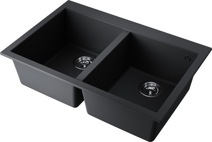 Кухонная мойка Omoikiri Bosen 80-2 BL, две чаши, чёрный 4993836