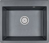 Кухонная мойка Granula 6001, 600x520, накладная, кварц, Шварц (чёрный металлик) 6001, ШВАРЦ