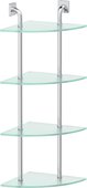 Полка для ванной угловая Ellux Avantgarde 30см, 4-х уровневая, хром, стекло AVA 057
