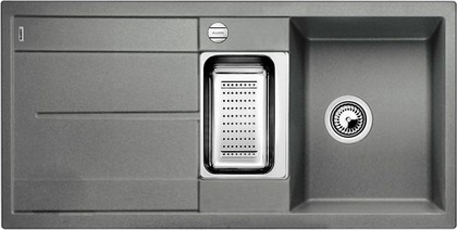 Кухонная мойка Blanco Metra 6S, с крылом, с клапаном-автоматом, коландером, гранит, алюметаллик 513045