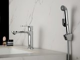 Смеситель для раковины Aquatek Альфа 110, с гигиеническим ручным душем, хром AQ1912CR