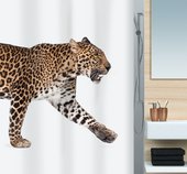 Штора для ванны 180x200см текстильная бежево-чёрная Spirella LEOPARD 1016405