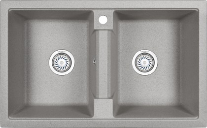 Кухонная мойка Granula 8101, 810x500, накладная, двойная, кварц, Базальт 8101, БАЗАЛЬТ