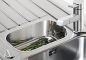 Кухонная мойка оборачиваемая с крылом, с клапаном-автоматом, коландером, нержавеющая сталь полированная Blanco Lantos 6S-IF 516612